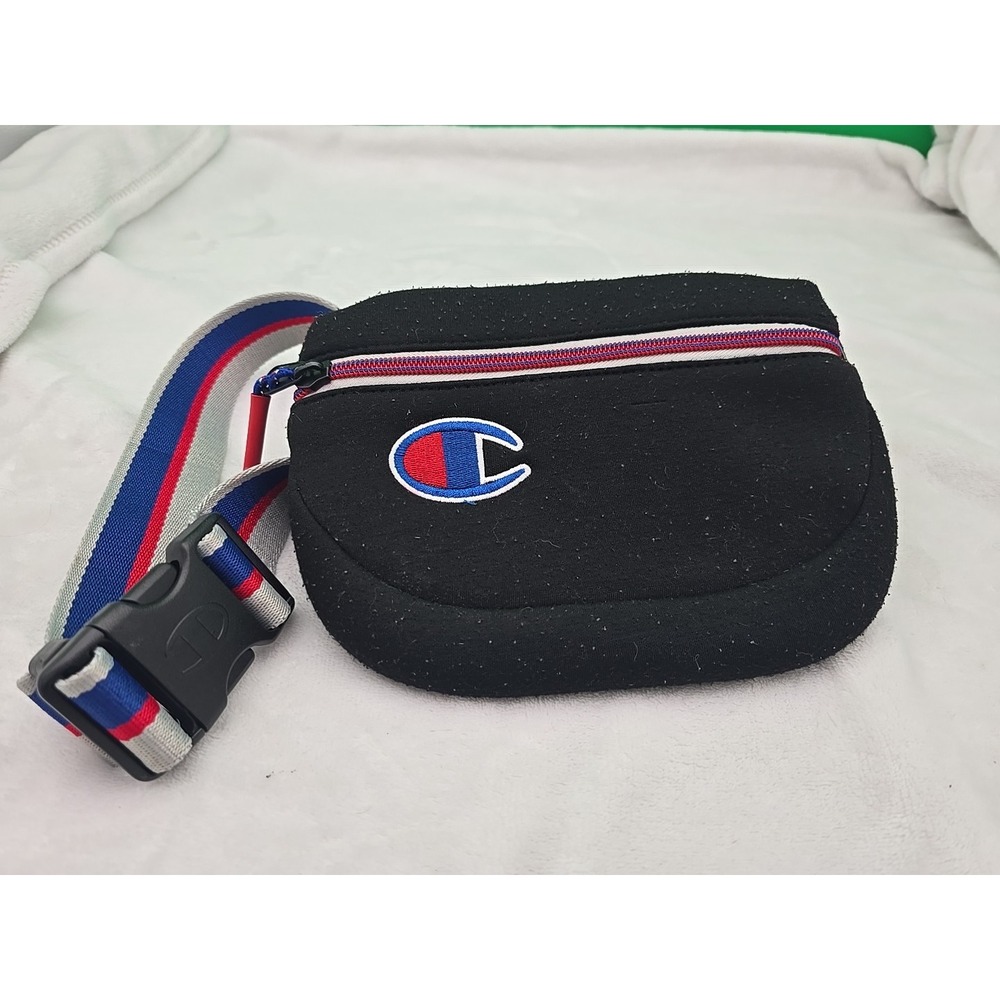 Champion‎ Attribute Waist Belt Bag Fanny Pack Logo Black Stripe Cross Body Sling